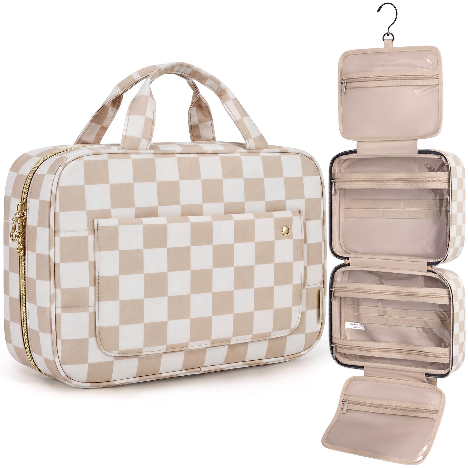 Premium Hanging Toiletry Bag with 360° Hook & Clear Travel Compartments