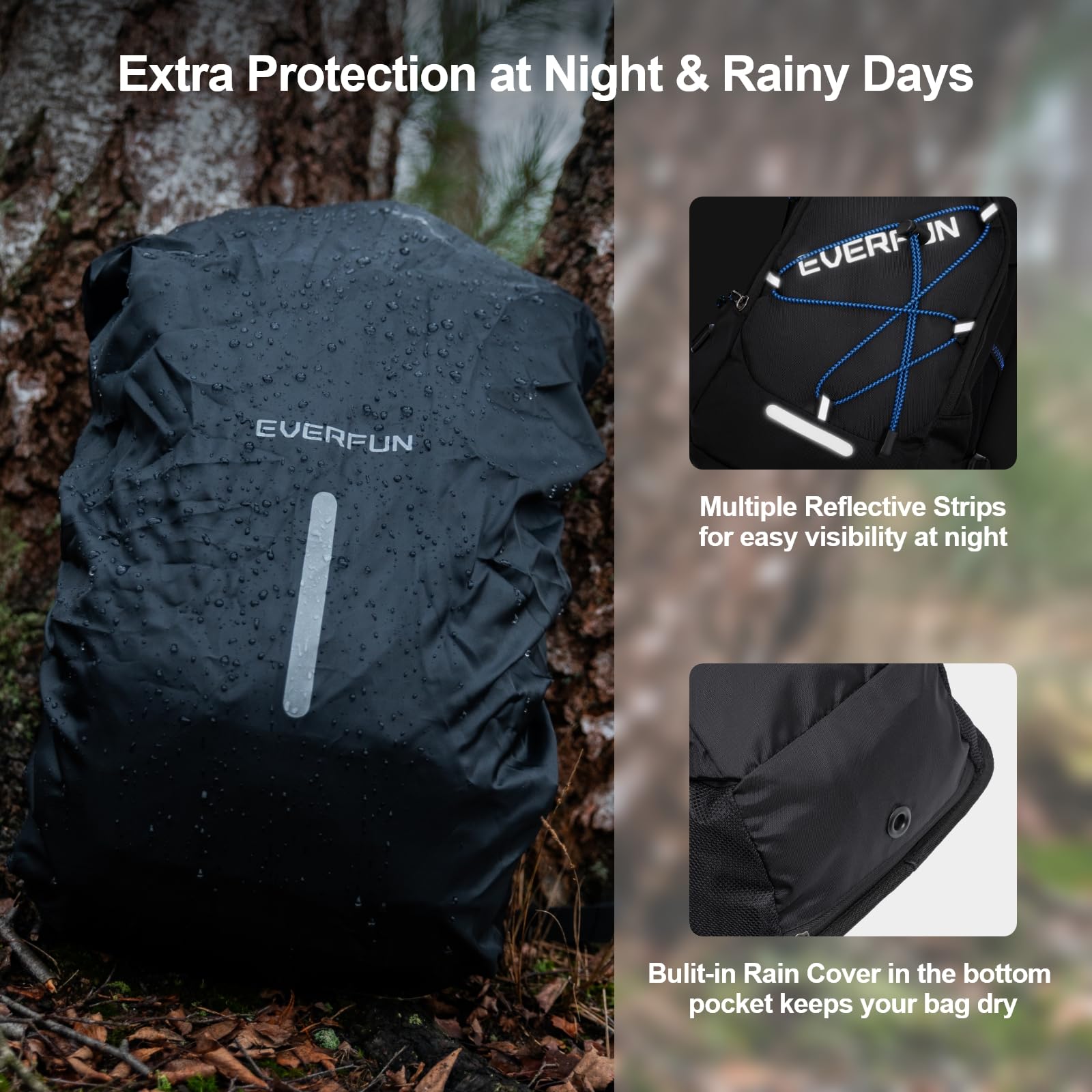 EVERFUN 18L Insulated Hydration Backpack with 2L Bladder & Rain Cover – Lightweight Hydro Pack for Hiking, Cycling & Running – Black