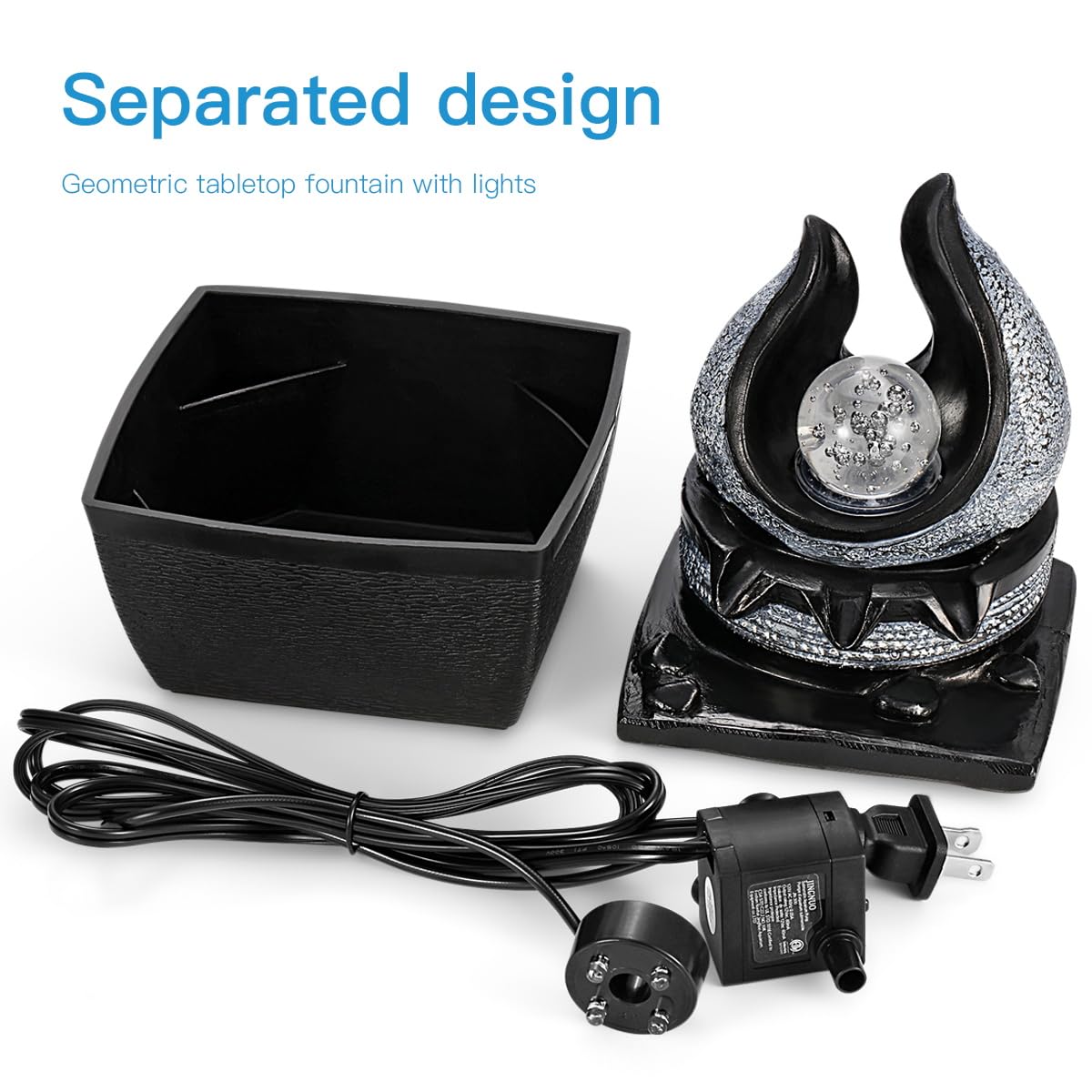 Artistic LED Crystal Ball Tabletop Fountain – 3-Level Adjustable Indoor Water Feature (Painted Finish)