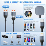 3-in-2 Multi Charging Cable for iPhone, Apple Watch & USB-C Devices – Universal Travel Charging Cord (4FT)