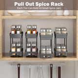 Slim Pull-Out Spice Rack Organizer – 3-Pack Slide-Out Cabinet Storage for Narrow Spaces (Black)