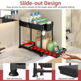 4-Pack Under Sink Organizer Set – 2-Tier Pull-Out Storage with Hooks & Cups (Black)