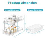 2-Tier Under Sink Organizer with Slide-Out Drawers – Clear Bathroom & Kitchen Storage Rack with Handles