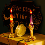 Halloween Skeleton Hand Candle Lights – Battery Operated Garden & Tabletop Decorations with Timer (Black, 2-Pack)