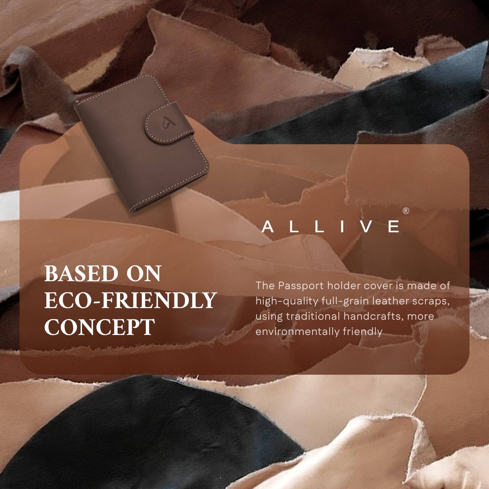 ALLIVE Leather Passport Holder with Hidden AirTag & RFID Protection – Travel Wallet (Coffee Brown)