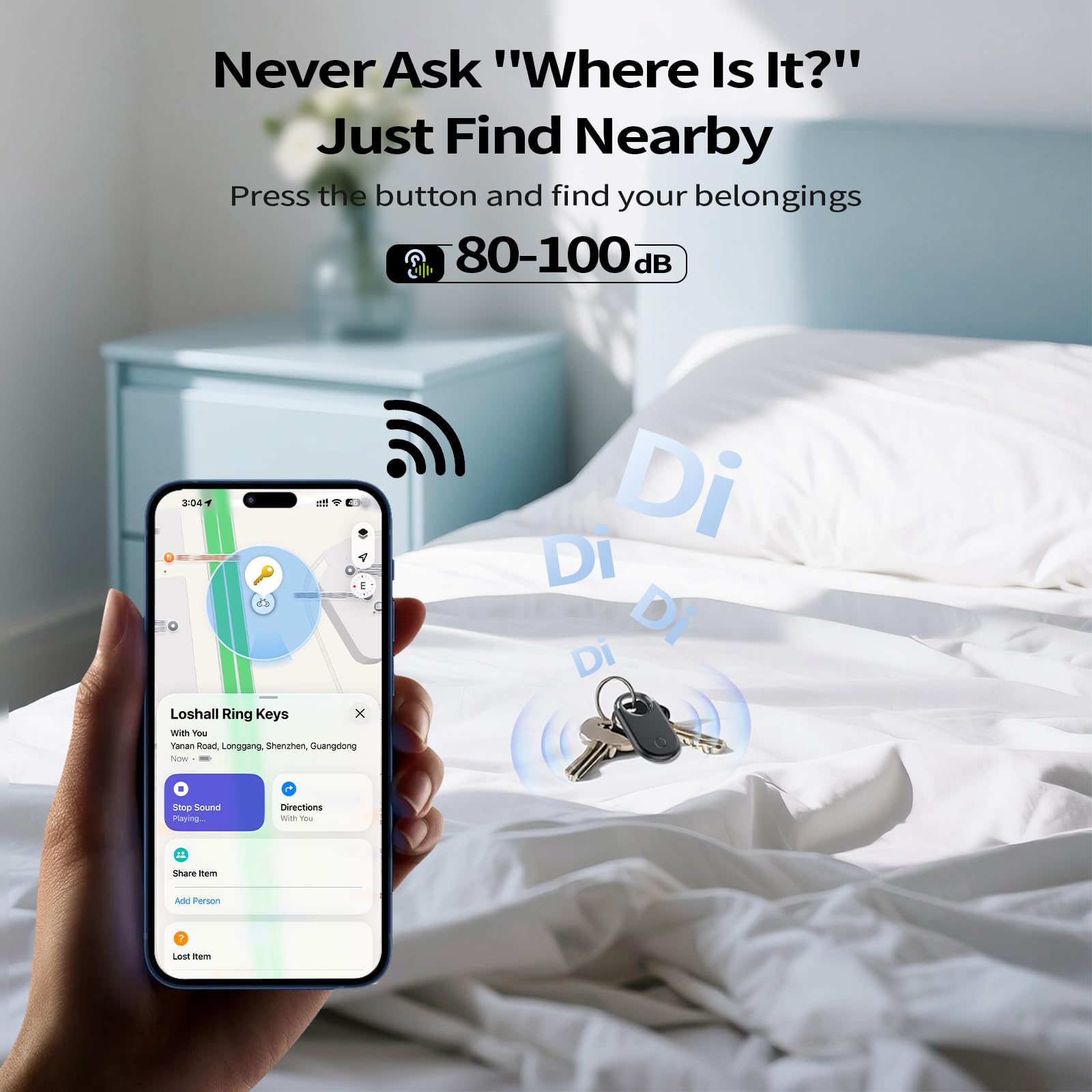 Apple Find My MFi-Certified Bluetooth Tracker Tag 4 Pack, Waterproof Smart Item Locator with 100dB Alert and Global Tracking