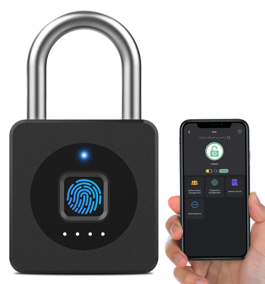 eLinkSmart P6 Biometric Fingerprint Smart Padlock with Bluetooth App Control, USB-C Rechargeable, Heavy-Duty Security Lock