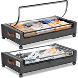 Under Bed Storage Organizer with Wheels – Heavy-Duty Rolling Storage Bin (Grey)