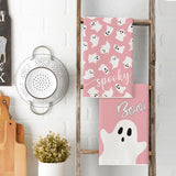 2PCS Pink Halloween Dish Towels – Soft, Absorbent & Durable Tea Towels for Kitchen Decor (18x26 Inches)