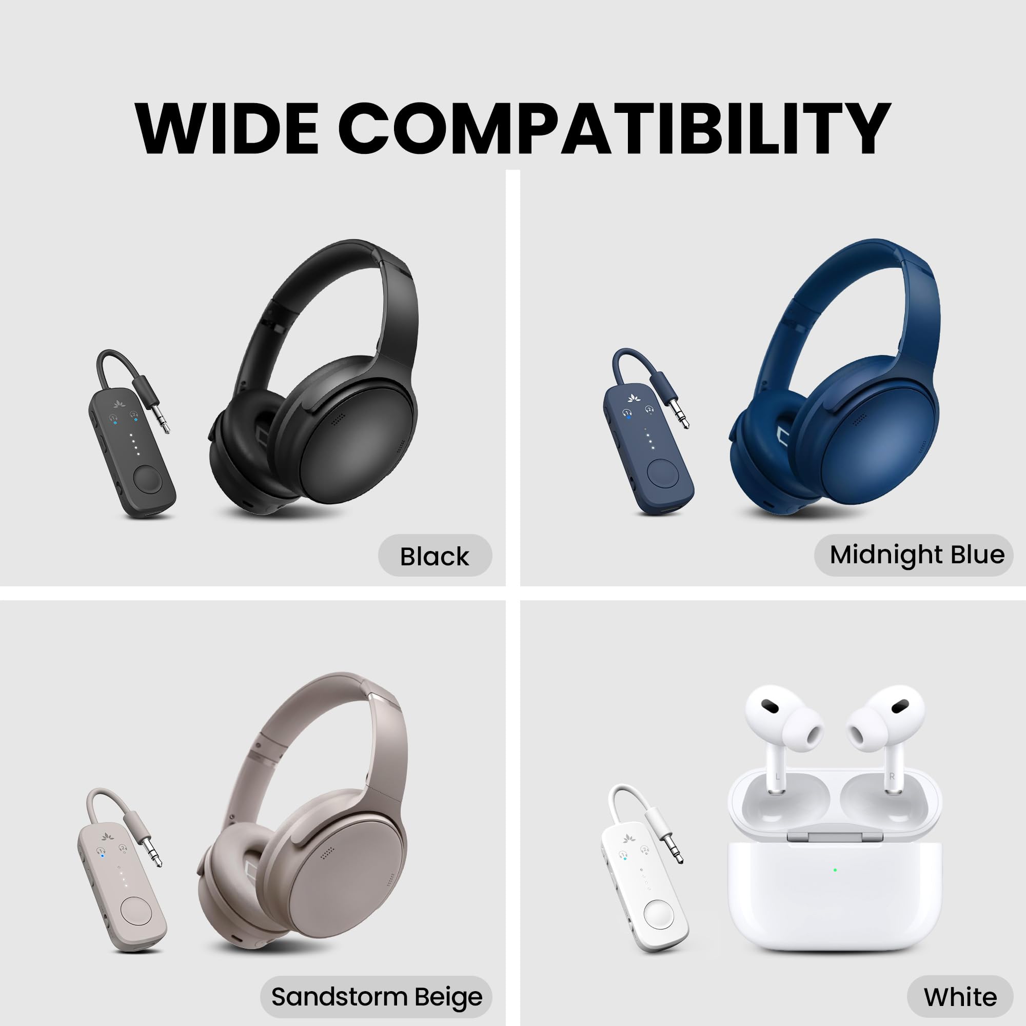 Airplane Bluetooth Audio Transmitter – Wireless 3.5mm Adapter for Bluetooth Headphones with Dual Listening Support