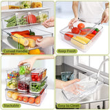 Clear Refrigerator Organizer Bins – 10 Pack Stackable Pantry & Fridge Storage Containers with Drain Tray