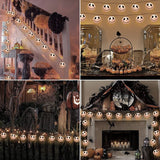 Halloween White Ghost Lantern String Lights – 8.5Ft, 10 Warm Incandescent Bulbs, Indoor/Outdoor Decoration