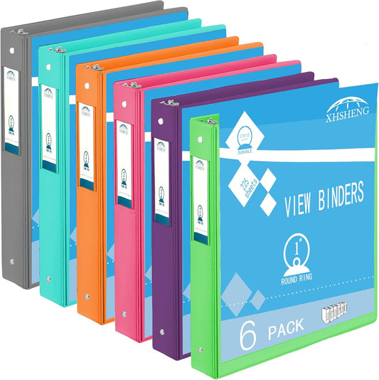 6-Pack Color View 1-Inch 3-Ring Binders