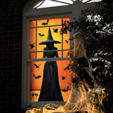 Halloween Witch Window Clings – 3 Scary Witches & 34 Bats Double-Sided PVC Silhouette Stickers (Black, Reusable)
