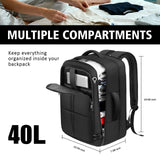 TAZBUZO 50L Expandable Travel Backpack – Extra Large Carry-On Laptop Backpack Fits Up to 18.4” Laptop (Black)