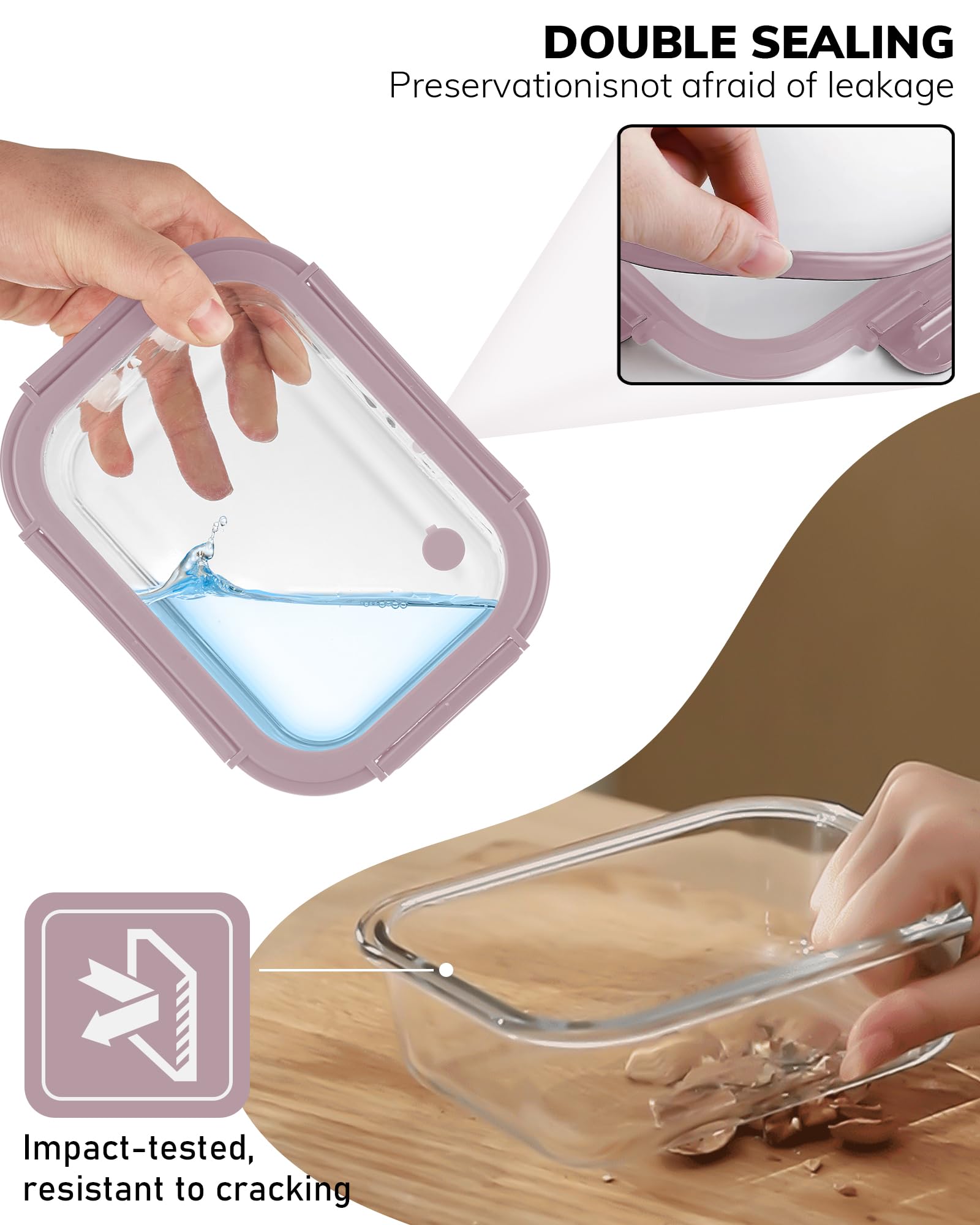 Premium 10-Piece Borosilicate Glass Food Storage Containers Set with Airtight Tempered Lids | Leak-Proof, Oven-Safe & BPA-Free