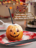 36Pcs Black Candy Apple Sticks – 6 Inch Wooden Caramel Apple Skewers for Halloween Parties, Baking & DIY Dessert Decorations