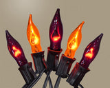 Halloween Flickering Flame String Lights – 12.8Ft, 10 Orange & Purple Bulbs with Black Wire, UL Certified Outdoor Décor