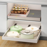 Expandable Pull-Out Cabinet Organizer – Adjustable Width & Depth, 3-Rail No-Drill Slide-Out Drawers (White)