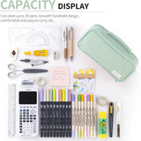 Green Large-Capacity Pencil Case with Carry Handle