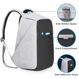 Oscaurt Anti-Theft 15.6-Inch Laptop Backpack with Hidden Zippers & USB Charging Port – Light Grey