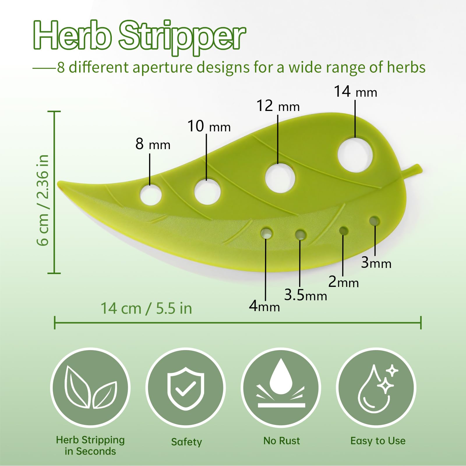 Multi-Hole Herb Stripper & Leaf Cutter Tool – 2-in-1 Kitchen Herb Peeler (Green)