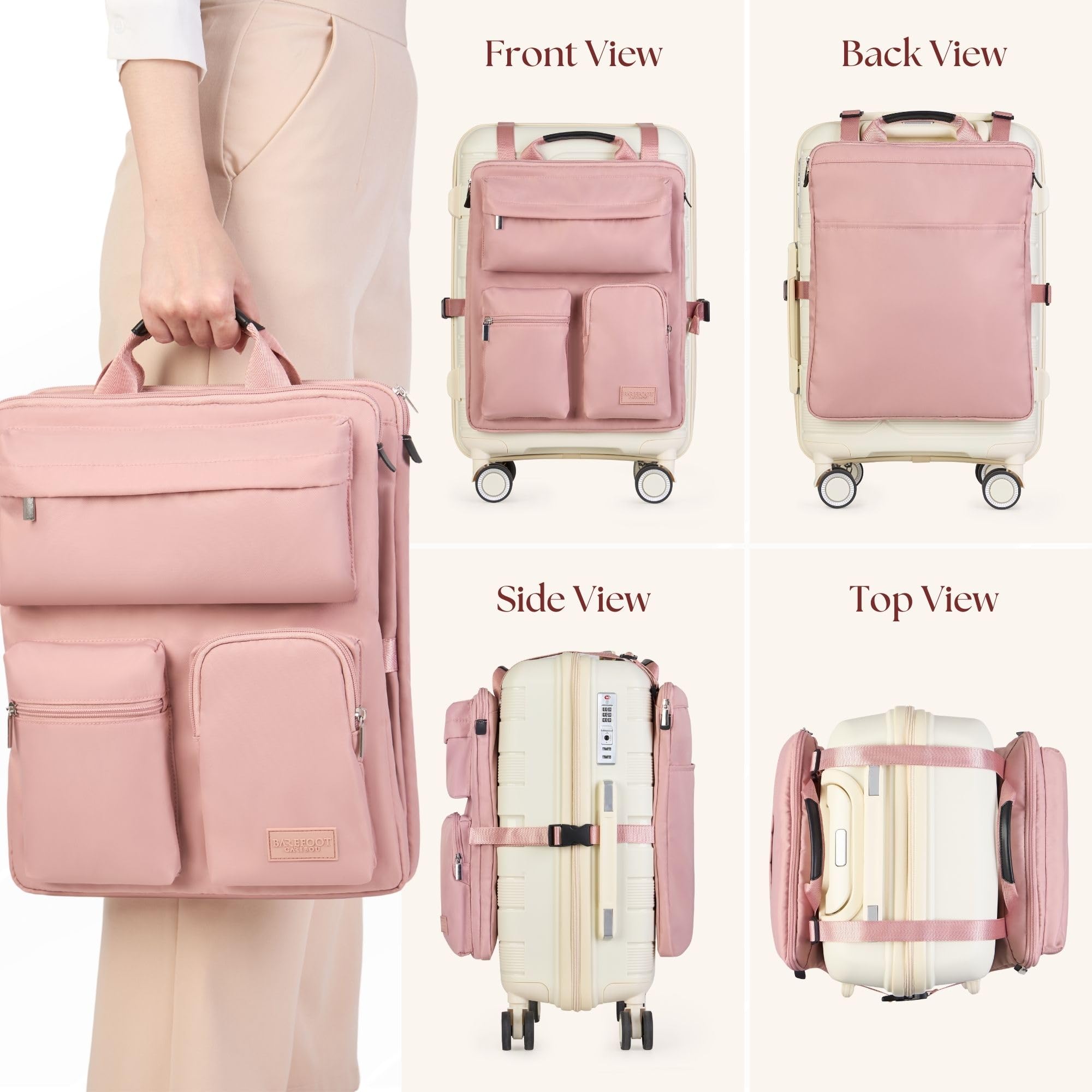 Carry-On Luggage Organizer Harness with Laptop Pocket & Adjustable Straps – Travel Storage Bag Pink