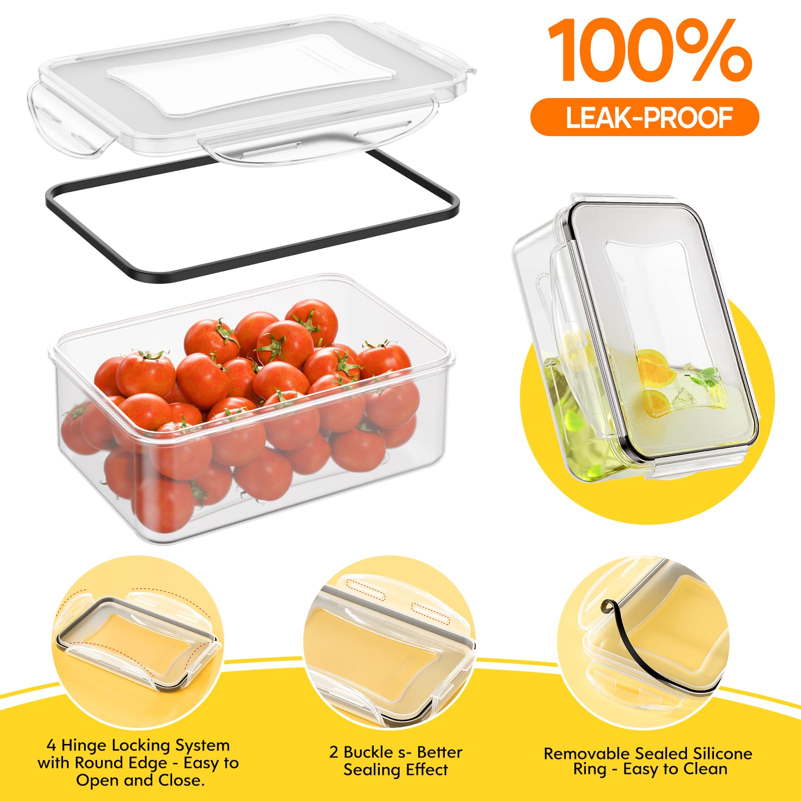 Airtight Food Storage Containers Set – 26 Pack Stackable Meal Prep Containers with Lids & Sauce Cups