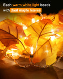 Maple Leaf String Lights – 2 Pack 8.2ft Battery Operated Fall Garland with 40 LEDs & 80 Leaves, Warm Yellow Thanksgiving & Autumn Decor