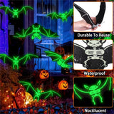 Halloween Glowing Hanging Bats – 12 Pack (Black, Glow-in-the-Dark Eyes)