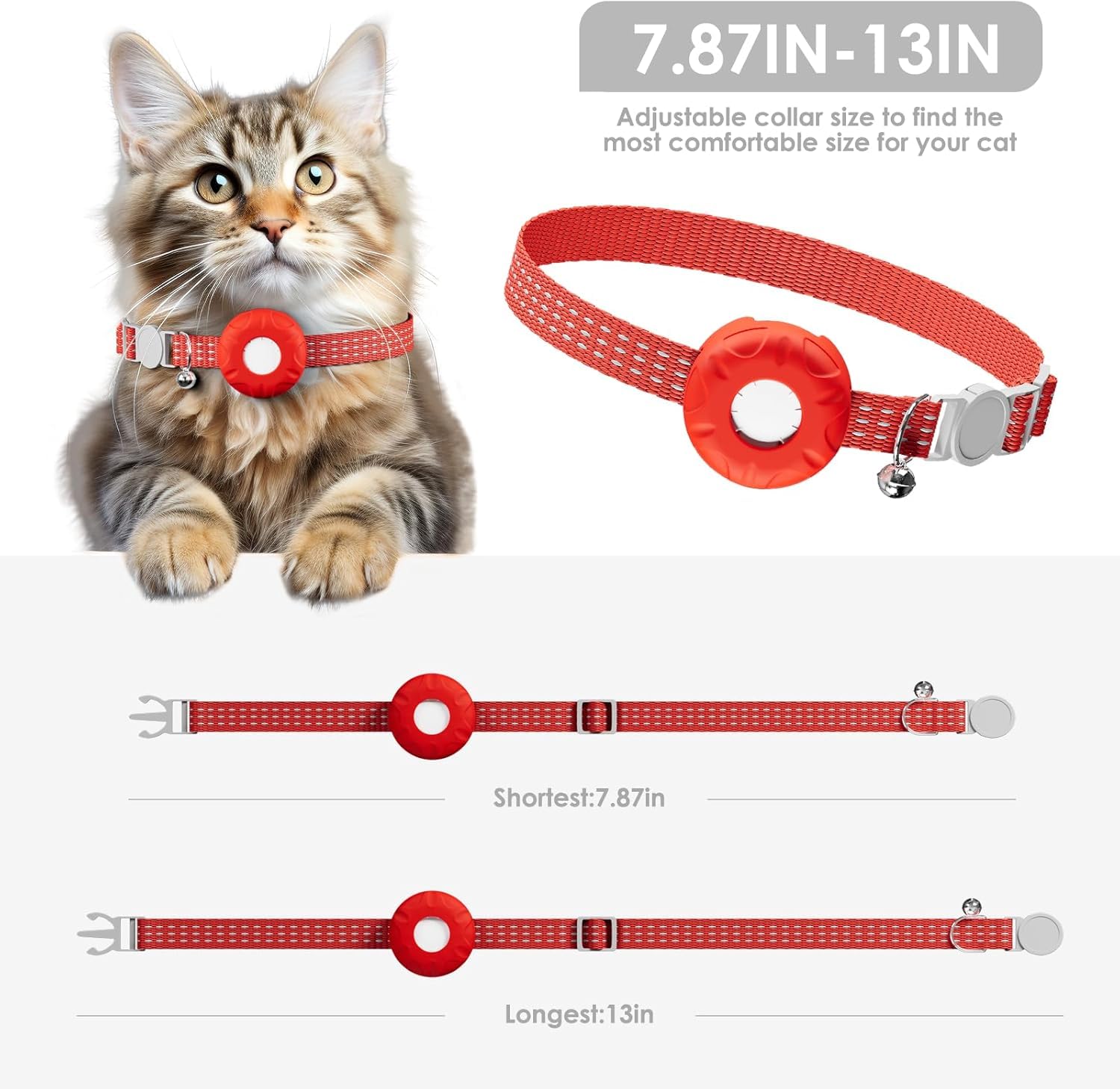 Smart GPS Cat Tracker Collar with Apple Find My Lightweight Adjustable Pet Locator No Monthly Fee
