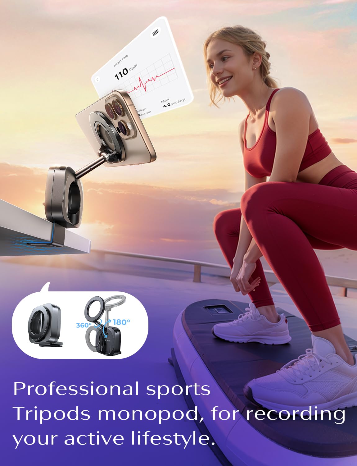 MagSafe Airplane Phone Holder Mount – 360° Rotating Travel Phone Stand for iPhone, Tray Tables & Luggage Handles
