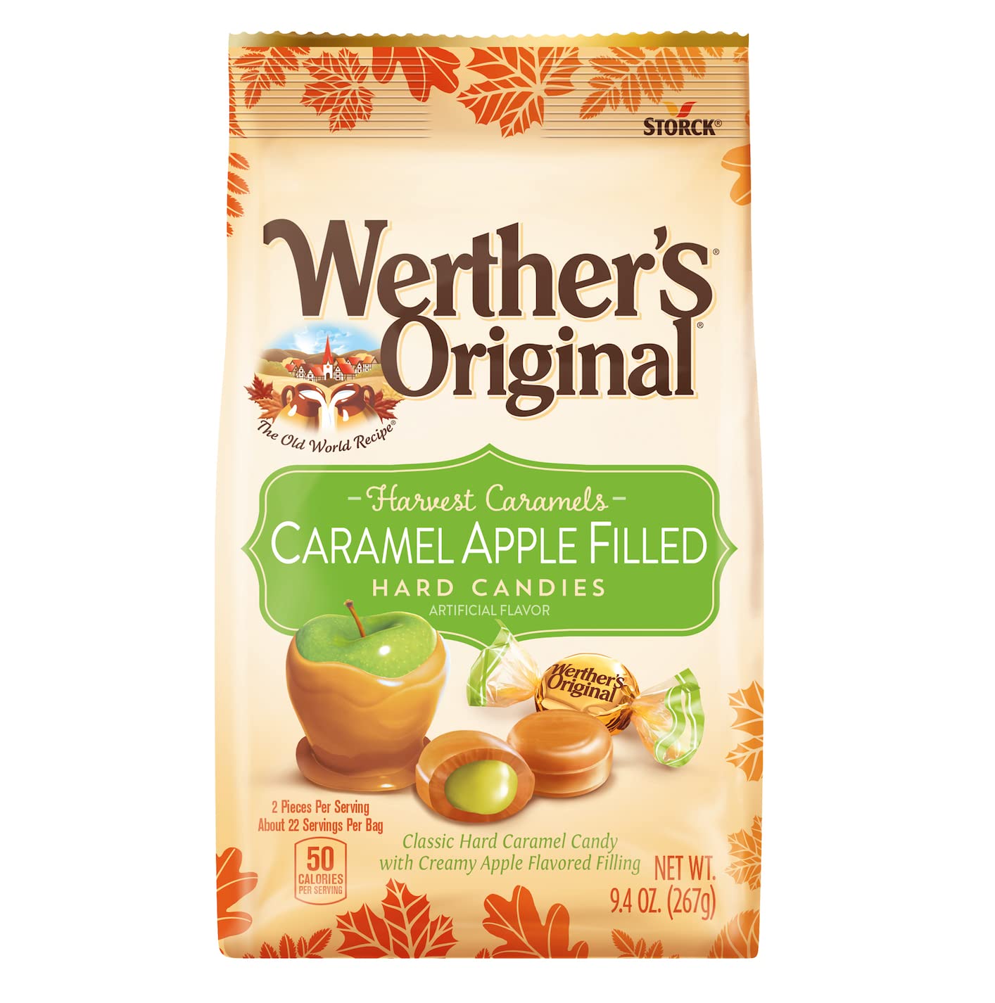 Werther’s Original Caramel Apple Filled Hard Candies – 9.4oz Bag – Classic Caramel Candy with Creamy Apple Center