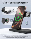 3-in-1 Foldable Wireless Charging Station for iPhone, Apple Watch & AirPods – Fast Travel Charging Dock Black