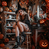 Black Witch Shoe Covers with Buckle – Adjustable Faux Leather Halloween Costume Accessory for Women