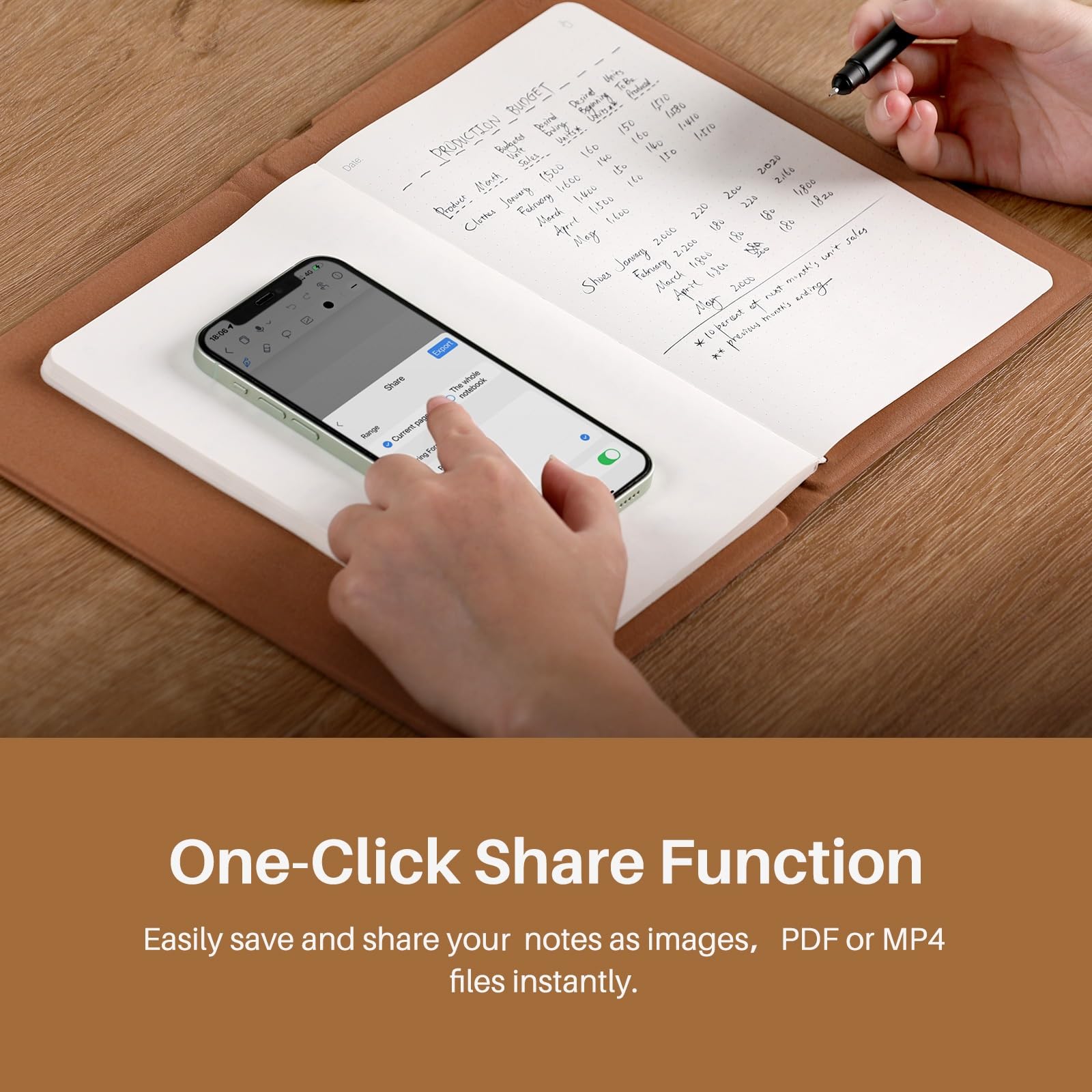 Huion Note Smart Digital Notebook – A5 Paper to App Writing System (Orange)