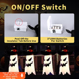 Halloween Lighted Ghost Witch Hats – 4 Pack Hanging LED Decorations with 3 Flash Modes for Indoor & Outdoor Use (Warm White)
