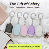 Weten Rechargeable Personal Safety Alarm Keychain – 130dB Siren with LED Light, Dual Panic Trigger (Black & White, 2-Pack)