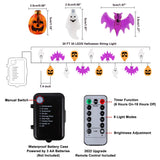 Pumpkin, Bat & Ghost Halloween String Lights – 30 LED 20Ft Battery Operated Waterproof Lights with Timer & 8 Lighting Modes (Indoor/Outdoor Décor)