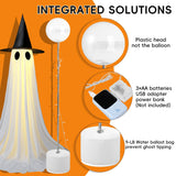5FT Light-Up Halloween Ghost Decoration – Dual Power (USB/Battery) with 8 Lighting Modes, Remote & Water-Weighted Base (White)