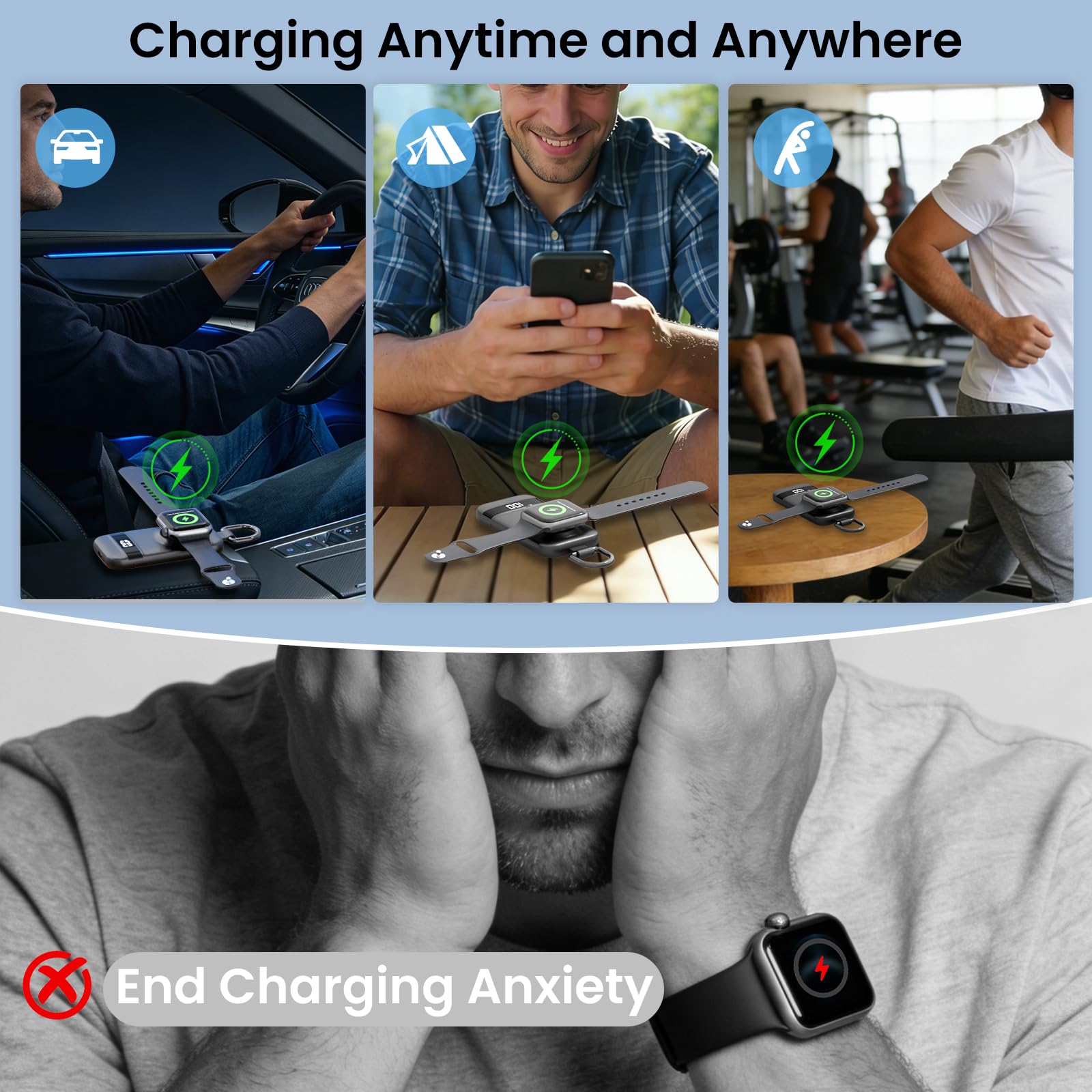 Portable Apple Watch Charger 2500mAh – Magnetic Keychain Power Bank for iWatch