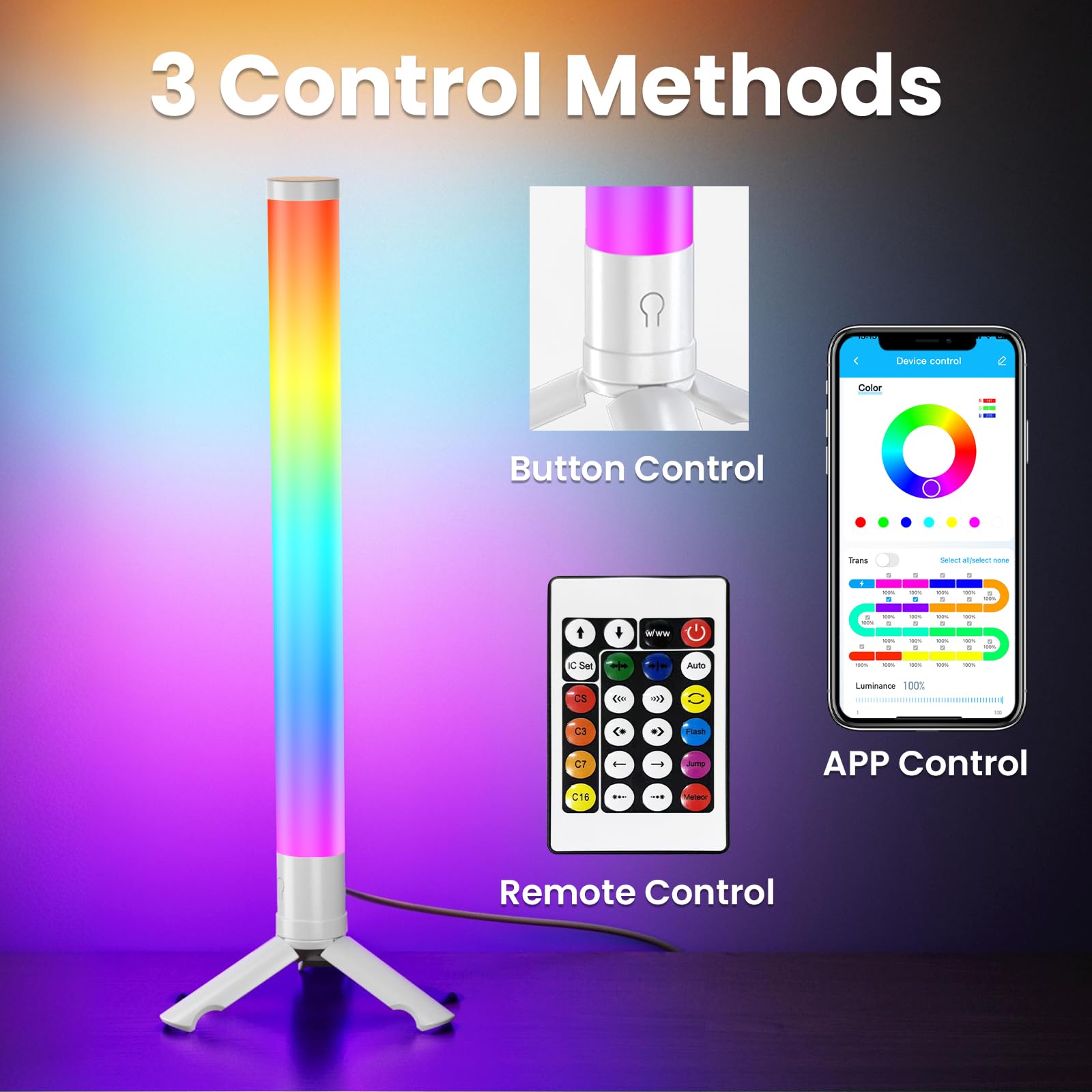 360° RGB Light Bars – 16 Million Colors Bluetooth Mood Lighting for TV, Gaming & Bedroom Setup