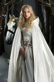 White Velvet Hooded Cloak – Full-Length Medieval Cape for Halloween, Cosplay & Renaissance Fairs ⚔️✨