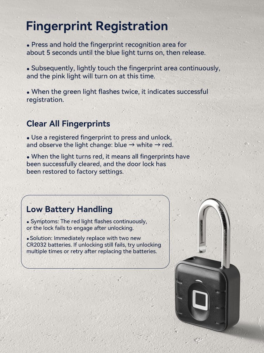 IP67 Waterproof Fingerprint Padlock with 12-Month Battery Life, Biometric Security Lock for Gym Locker, Gates & Outdoor Storage
