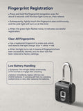 IP67 Waterproof Fingerprint Padlock with 12-Month Battery Life, Biometric Security Lock for Gym Locker, Gates & Outdoor Storage