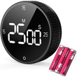 ALLBEAN Magnetic Kitchen Timer with Rotating Dial, Loud Alarm & Large LED Display – Black
