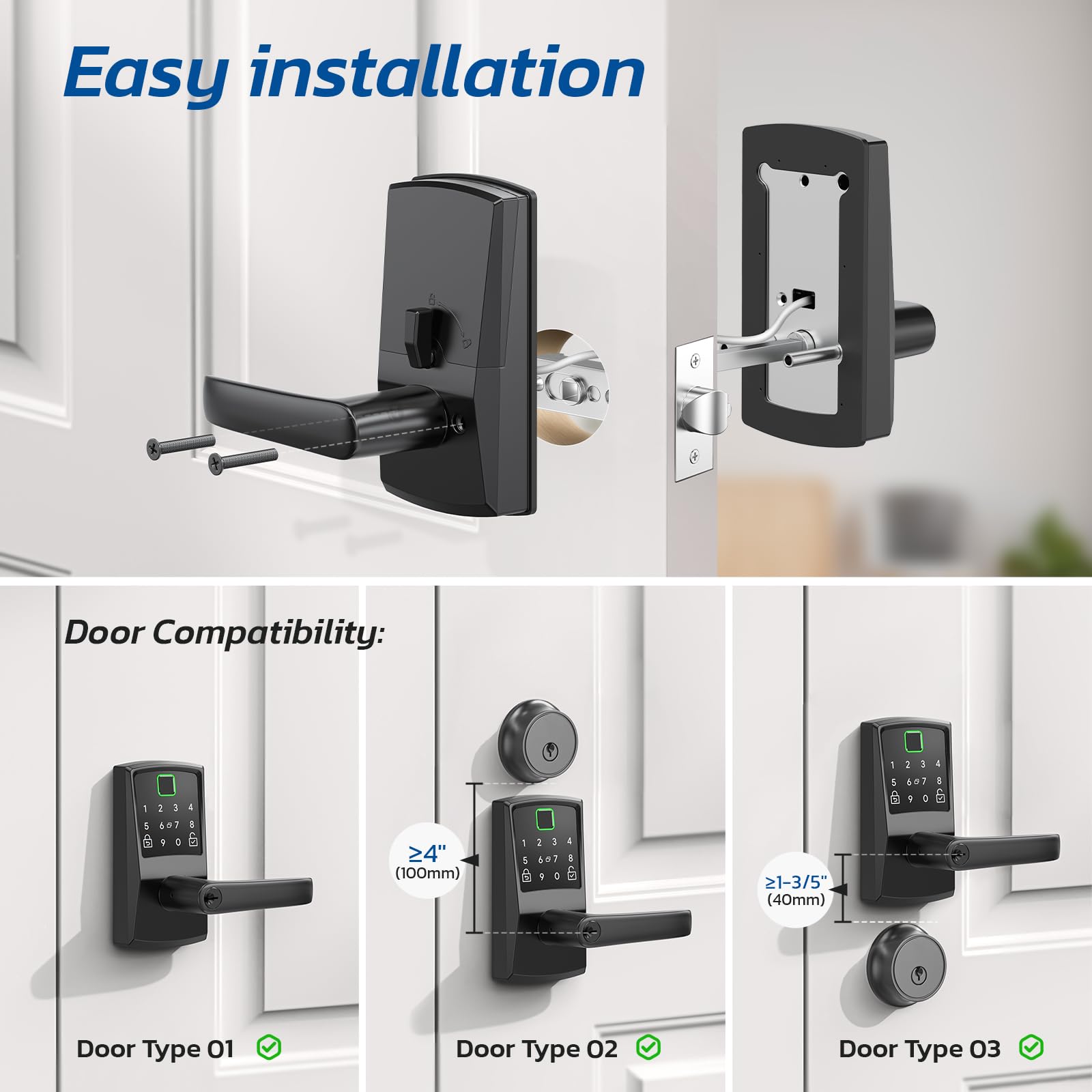 Nyboer Smart Fingerprint Door Lock with TTLock App Control, Keyless Entry Deadbolt with Alexa & Google Voice Support