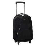 Rockland 17” Rolling Backpack with Double Wheels, Telescopic Handle & Organizer Pockets (Black)