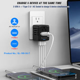 SAUNORCH Universal International Travel Power Adapter – USB-C & USB-A Fast Charging, Worldwide Plug (Black)