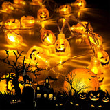 Smiley Pumpkin String Lights – 20 LED Warm Yellow Battery-Operated Waterproof Halloween Fairy Lights (Indoor & Outdoor Décor)